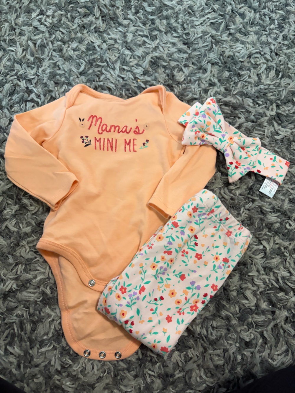 Peach Floral Baby Pajama Set with Headband - Mama's Mini Me